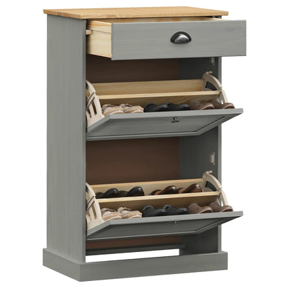 Shoe Cabinet VIGO 23.6"x13.8"x37.8" Gray Solid Wood Pine