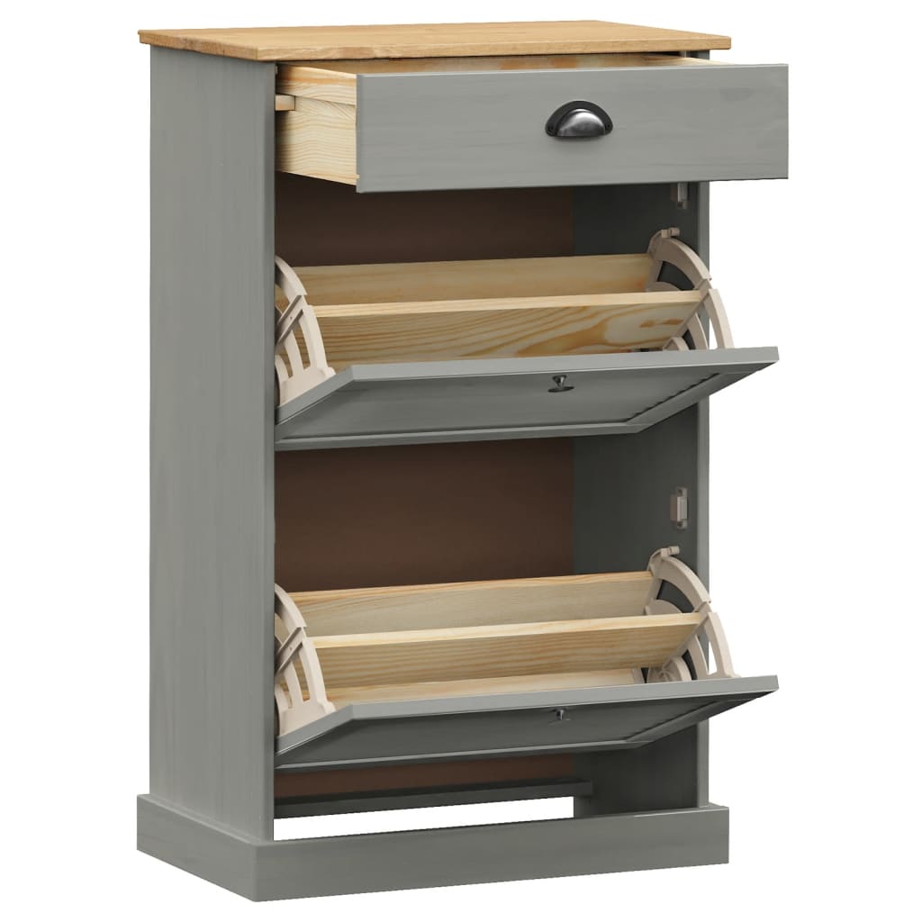 Shoe Cabinet VIGO 23.6"x13.8"x37.8" Gray Solid Wood Pine