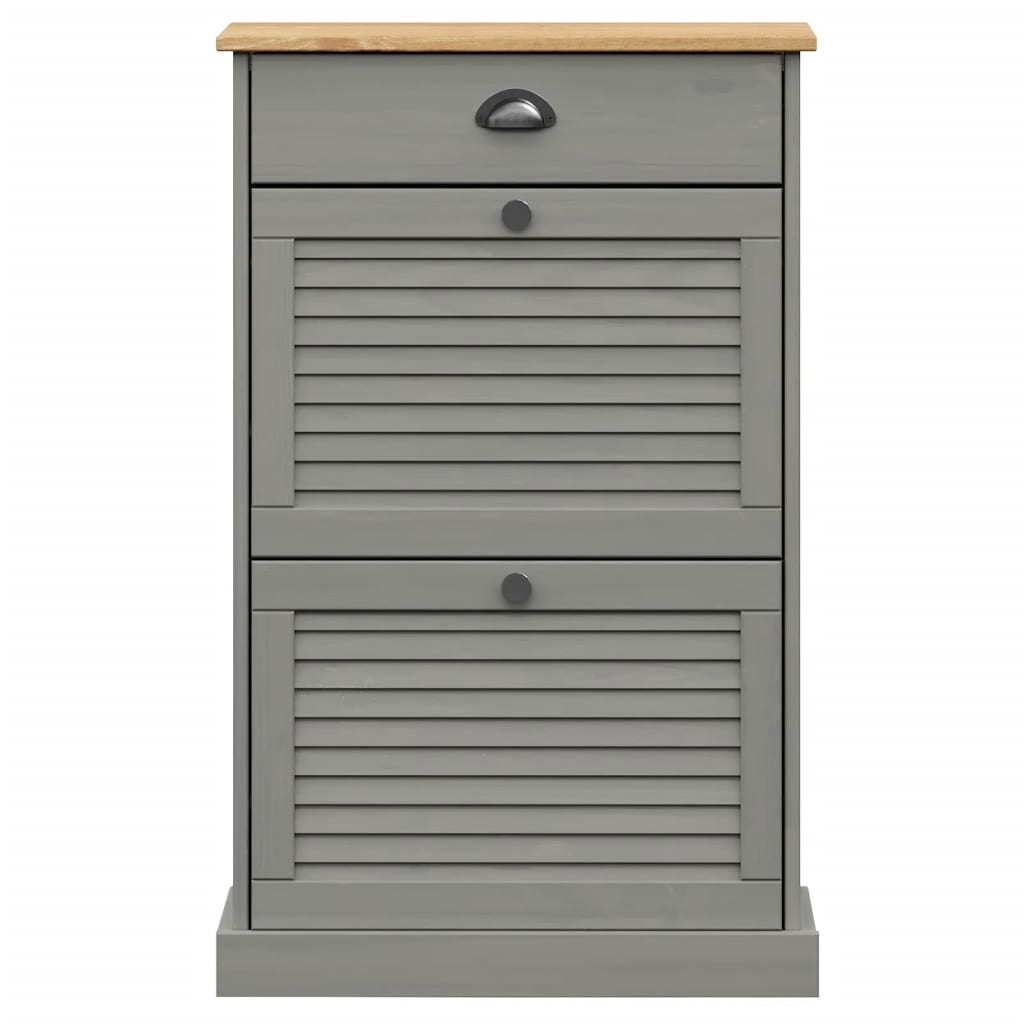 Shoe Cabinet VIGO 23.6"x13.8"x37.8" Gray Solid Wood Pine