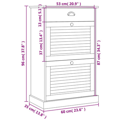 Shoe Cabinet VIGO 23.6"x13.8"x37.8" Gray Solid Wood Pine