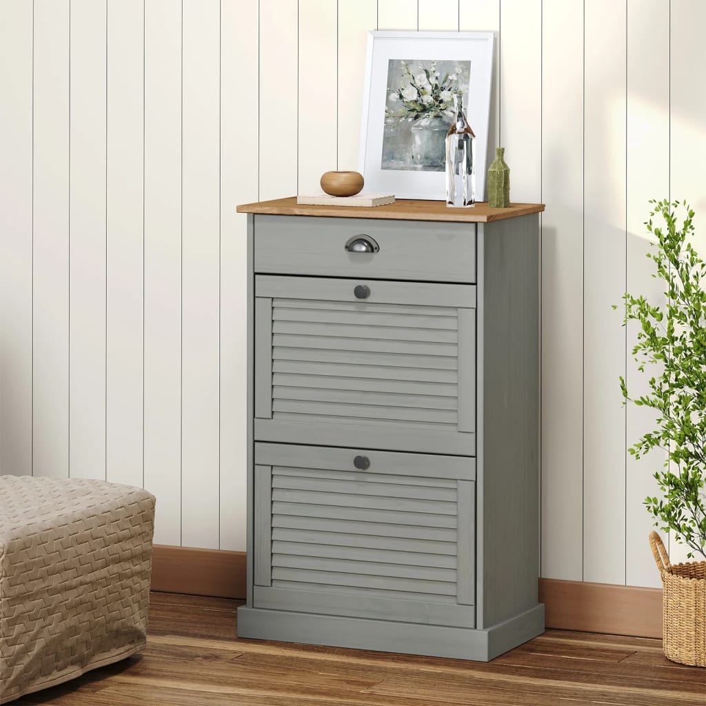 Shoe Cabinet VIGO 23.6"x13.8"x37.8" Gray Solid Wood Pine