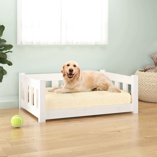 Dog Bed White Solid Pine Wood 29.7 x 21.9 x 11.0 in Durable