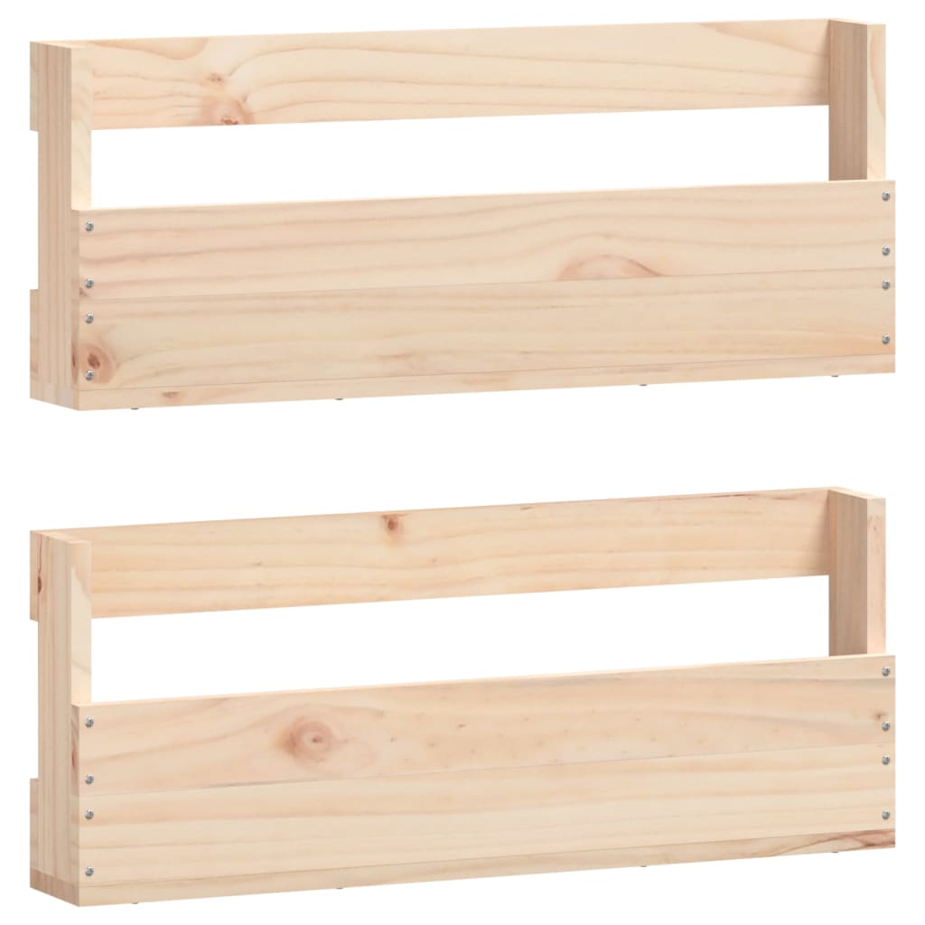 Wall-mounted Shoe Rack Set of 2 Natural Pine