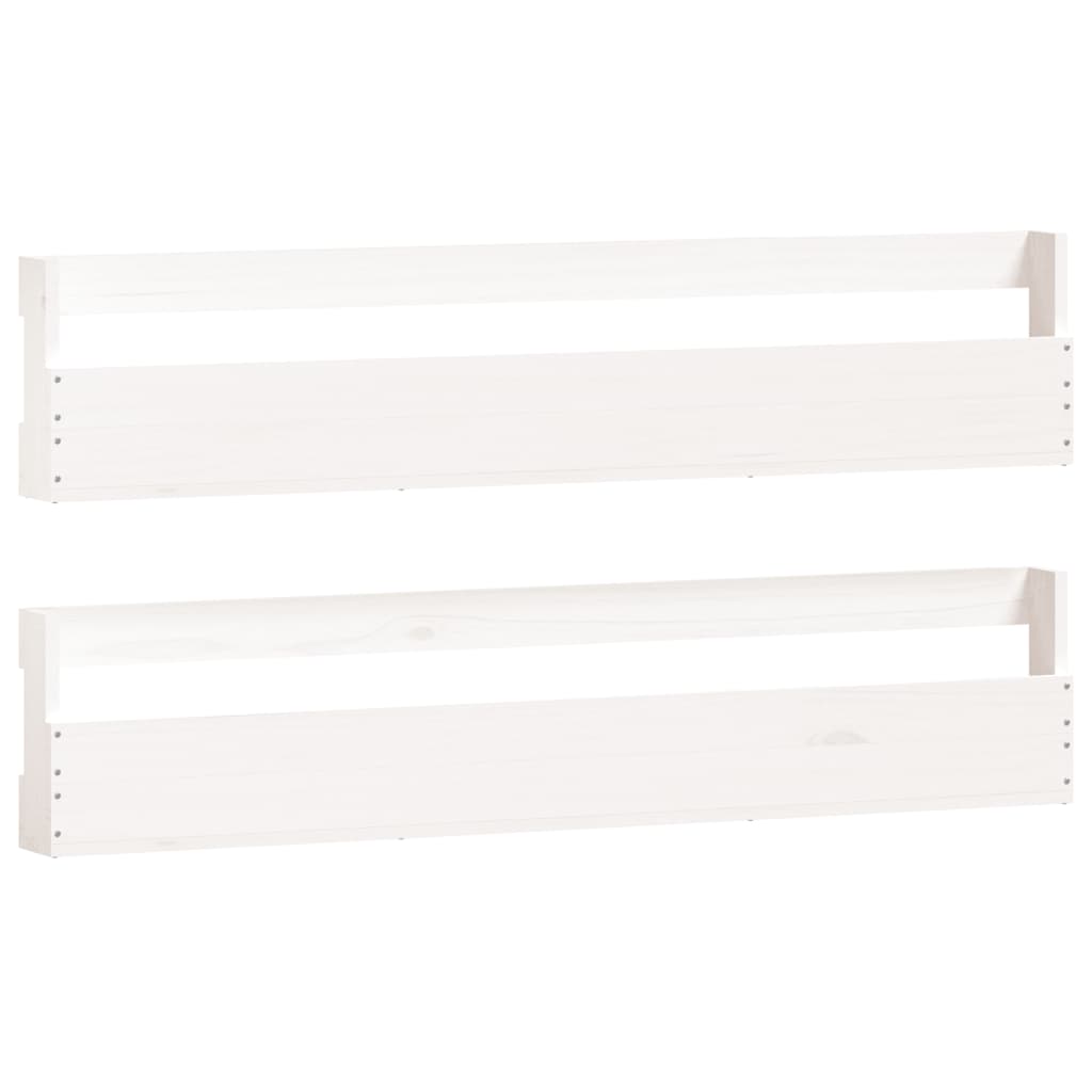 Wall-mounted Shoe Rack Set of 2 White Solid Pine Wood Large