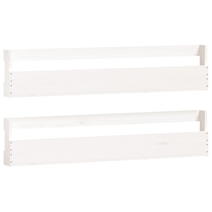 Wall-mounted Shoe Rack Set of 2 White Solid Pine Wood Large