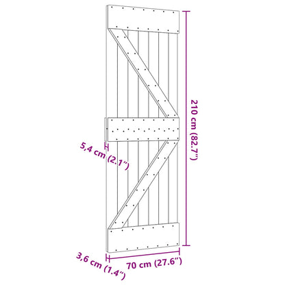 Door NARVIK Natural 27.56 x 82.68 in Solid Pine Wood