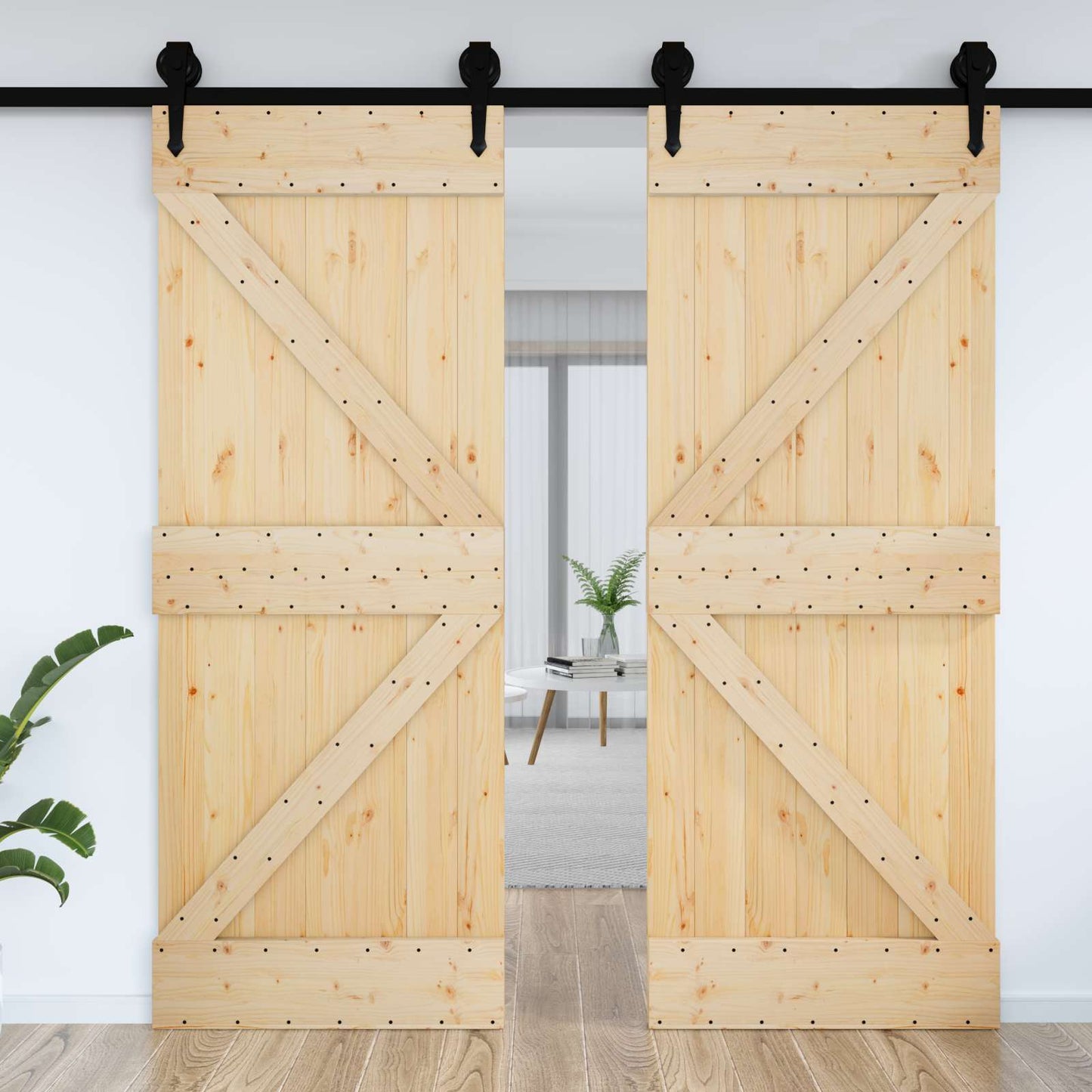 Door NARVIK Natural 33.46 x 82.68 in Solid Pine Wood