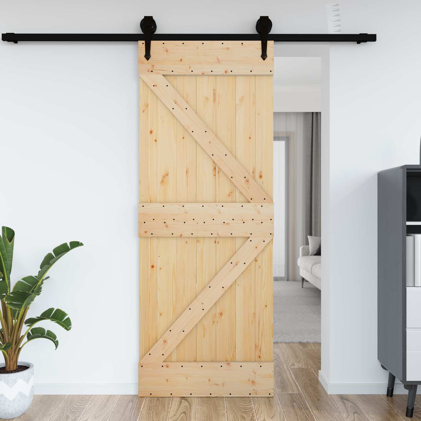 Door NARVIK Natural 37.40 x 82.68 in Solid Pine Wood