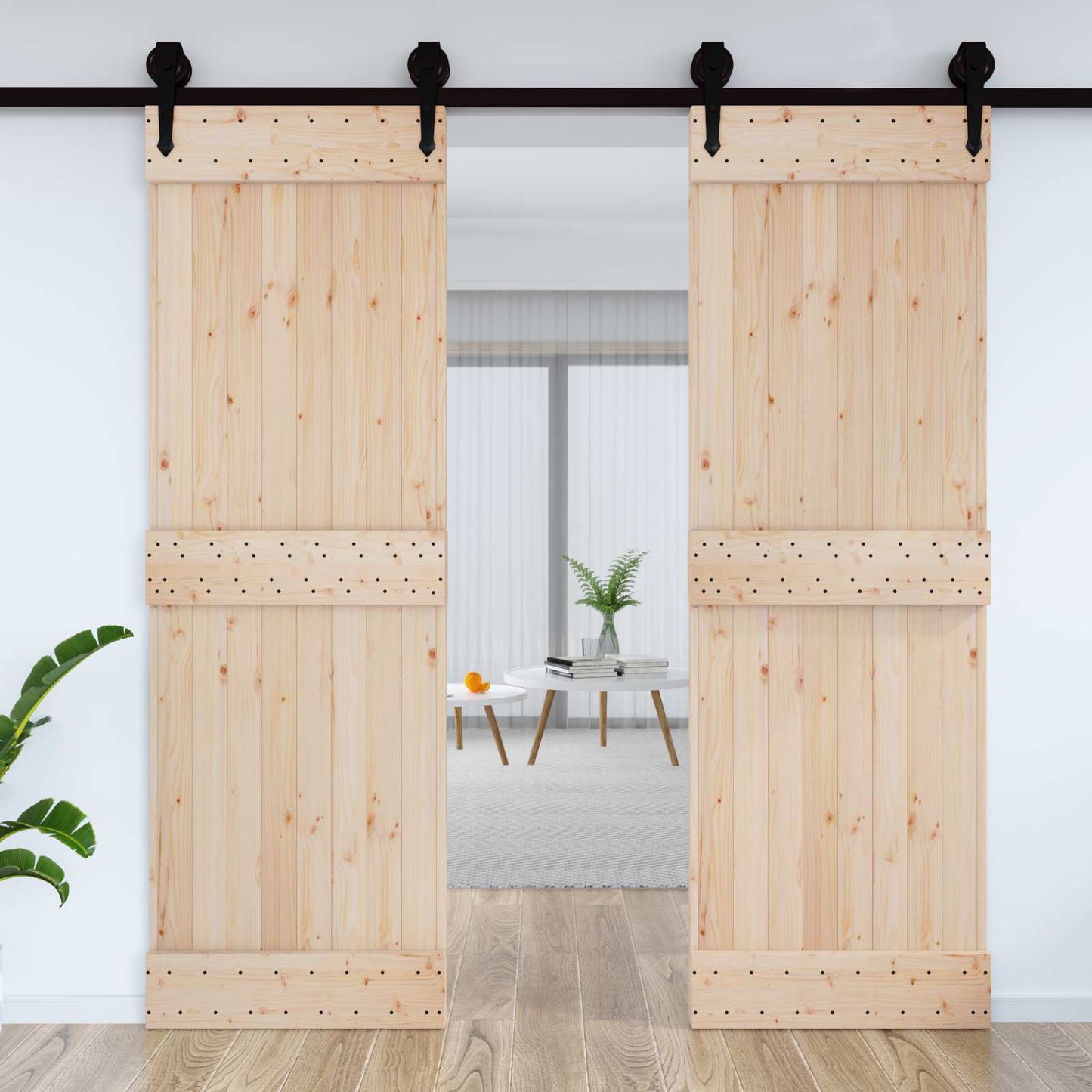 Door NARVIK Natural 27.56 x 82.68 in Solid Pine Wood