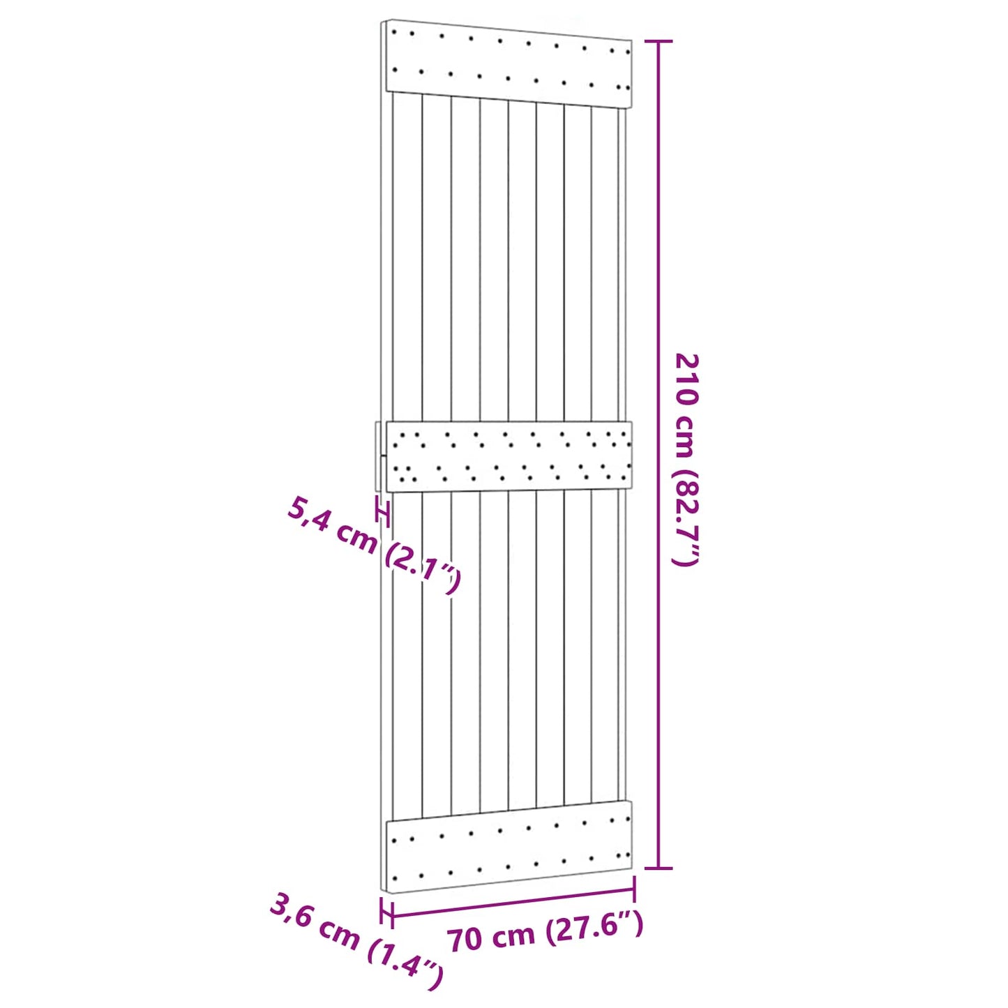 Door NARVIK Natural 27.56 x 82.68 in Solid Pine Wood