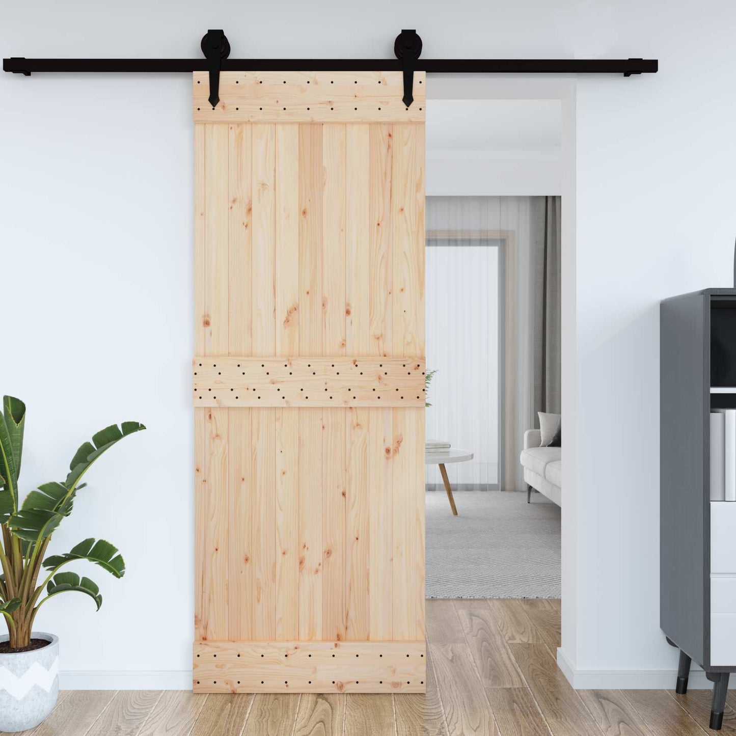 Door NARVIK Natural 33.46 x 82.68 in Solid Pine Wood