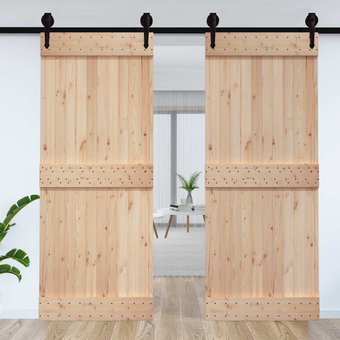 Door NARVIK Natural 37.40 x 82.68 in Solid Pine Wood