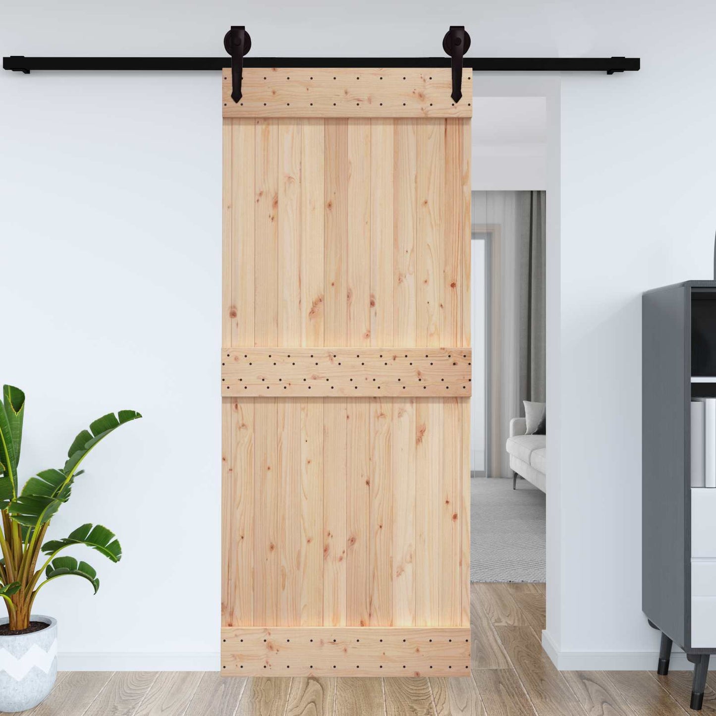 Door NARVIK Natural 37.40 x 82.68 in Solid Pine Wood