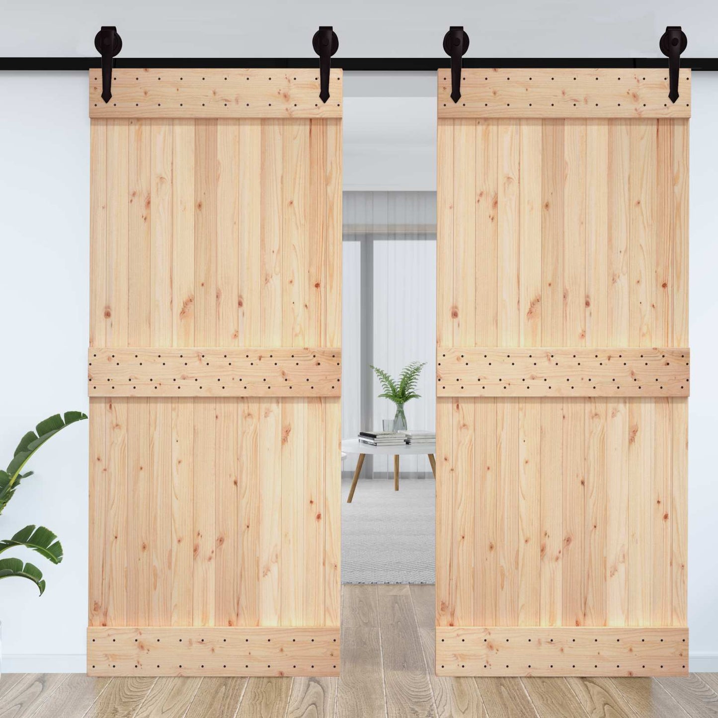 Door NARVIK Natural 39.37 x 82.68 in Solid Pine Wood