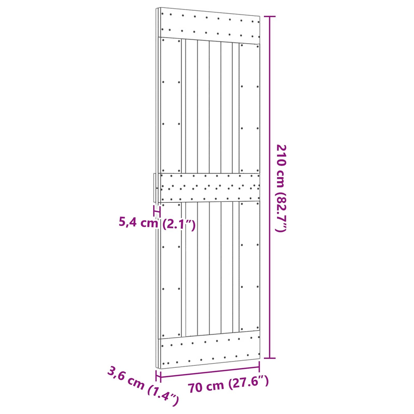 Door NARVIK Natural 27.56 x 82.68 in Solid Pine Wood