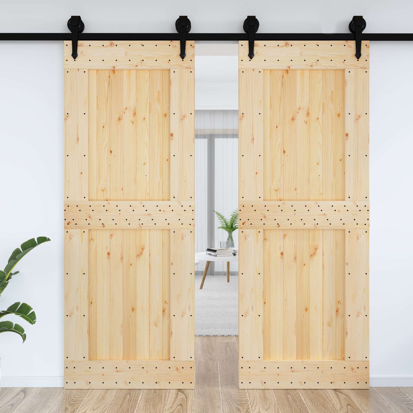 Door NARVIK Natural 33.46 x 82.68 in Solid Pine Wood