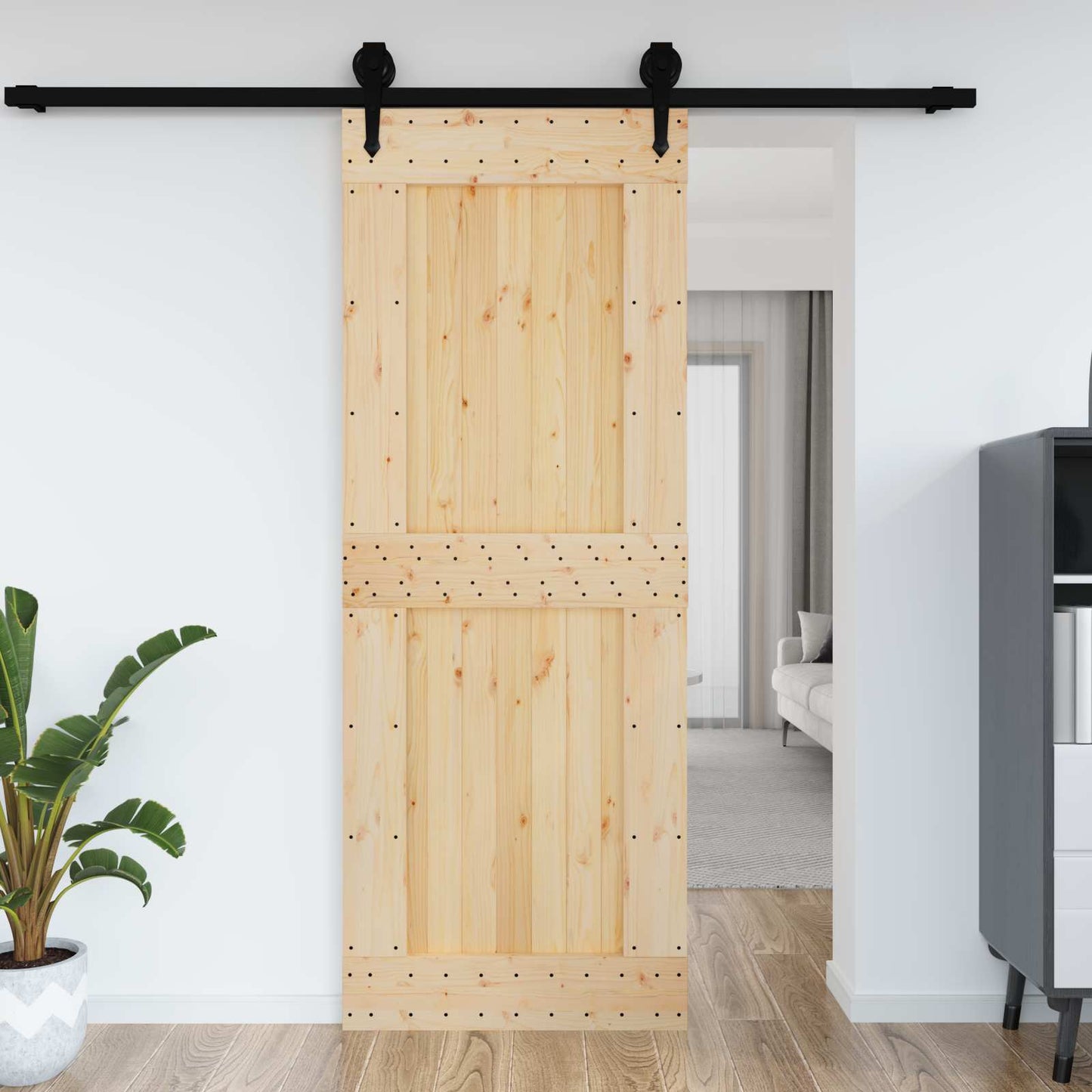 Door NARVIK Natural 33.46 x 82.68 in Solid Pine Wood