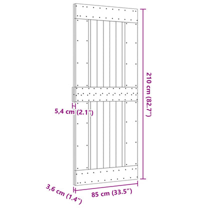Door NARVIK Natural 33.46 x 82.68 in Solid Pine Wood