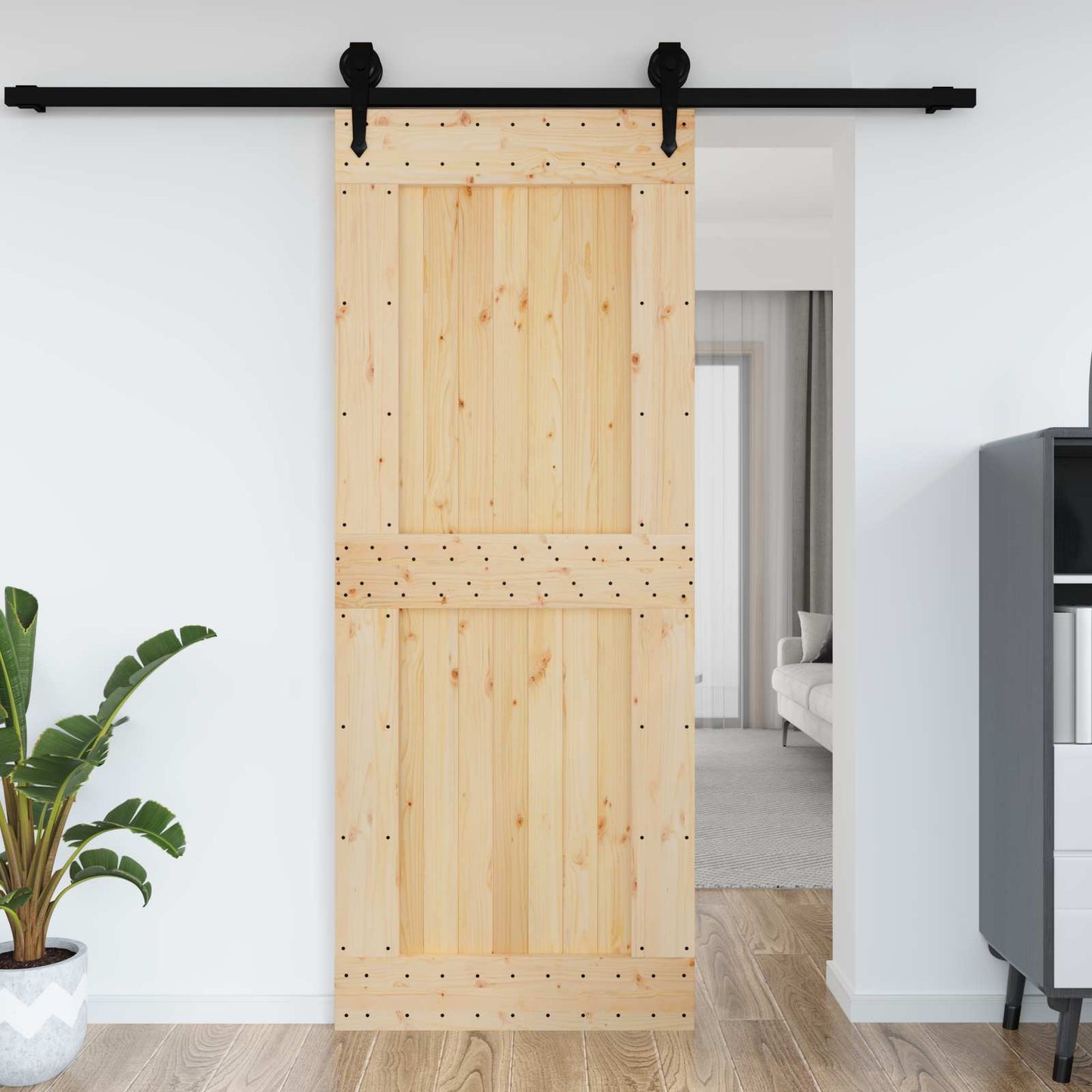 Door NARVIK Natural 35.43 x 82.68 in Solid Pine Wood