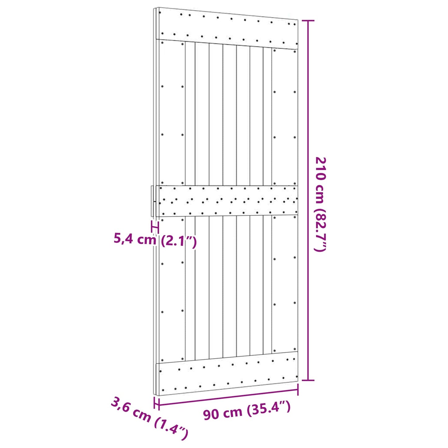 Door NARVIK Natural 35.43 x 82.68 in Solid Pine Wood