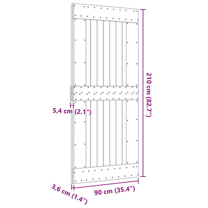 Door NARVIK Natural 35.43 x 82.68 in Solid Pine Wood