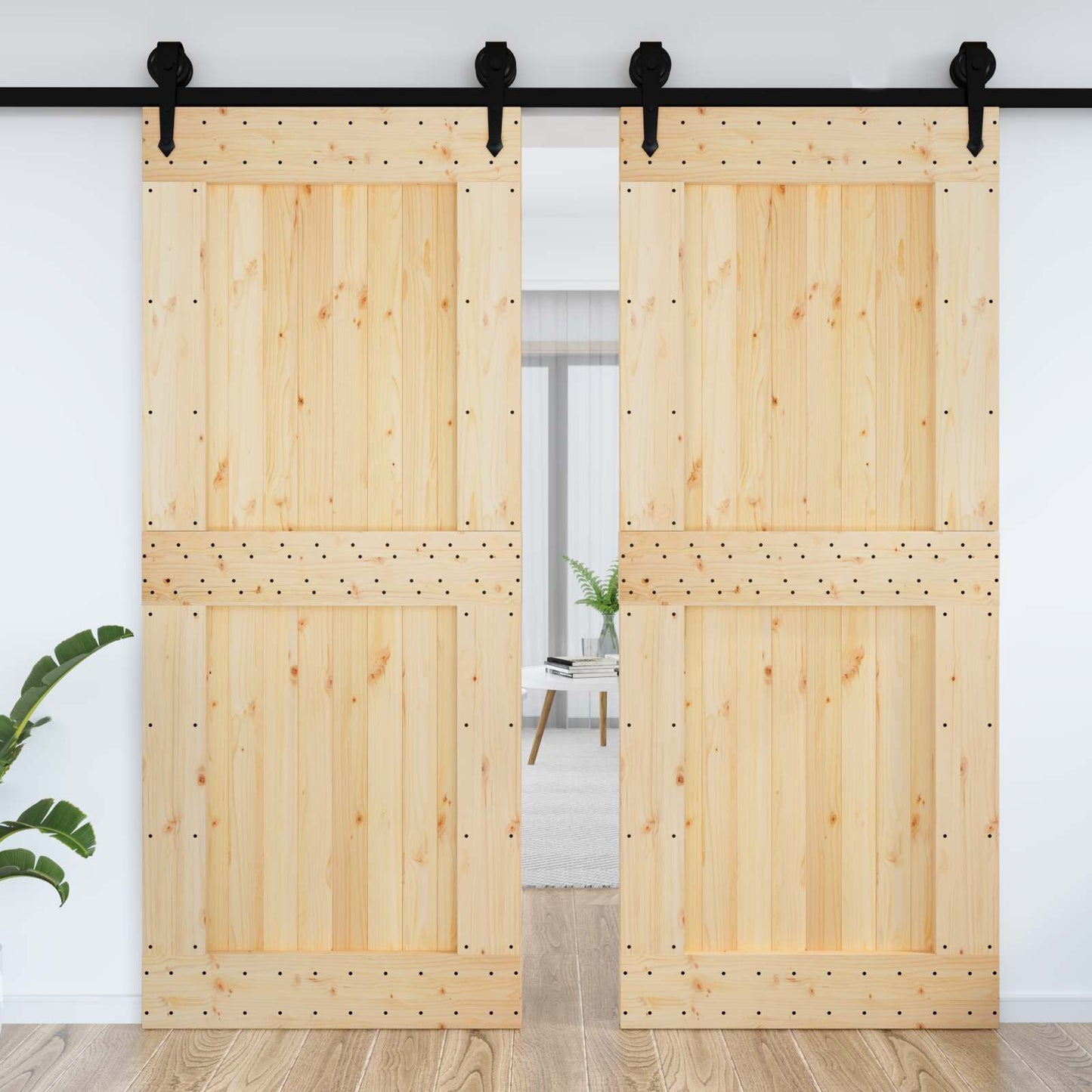 Door NARVIK Natural 37.40 x 82.68 in Solid Pine Wood