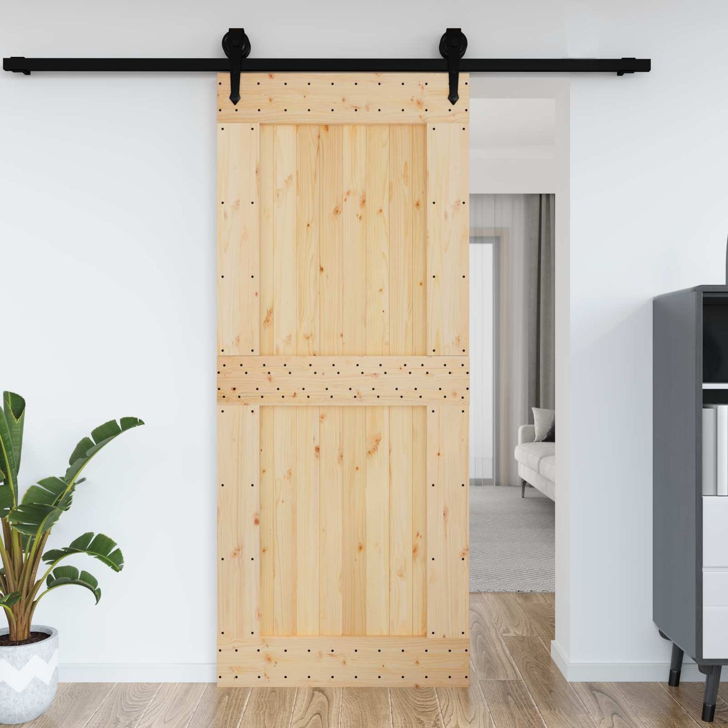 Door NARVIK Natural 37.40 x 82.68 in Solid Pine Wood