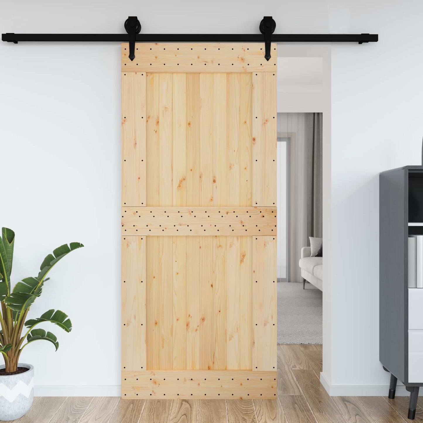 Door NARVIK Natural 39.37 x 82.68 in Solid Pine Wood