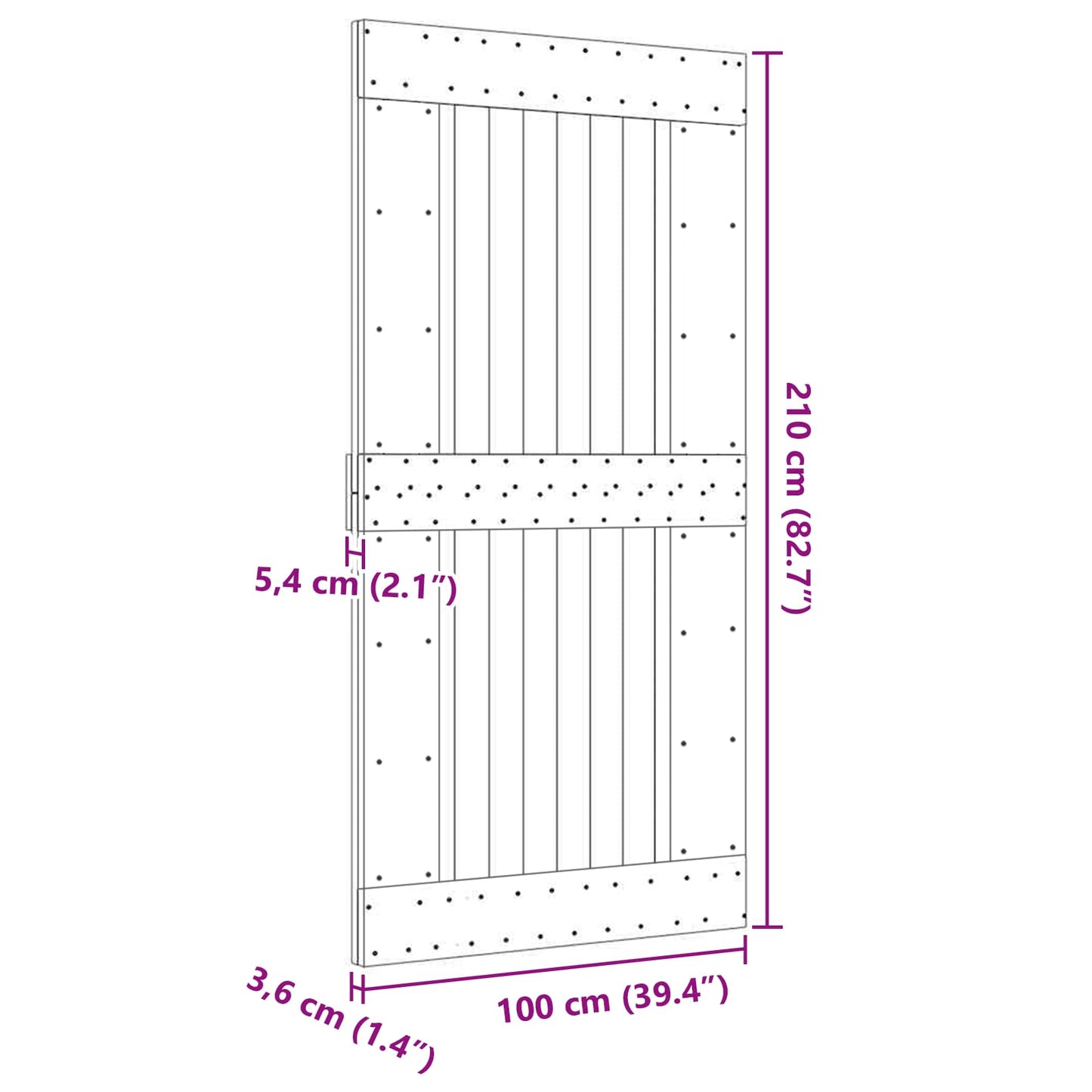 Door NARVIK Natural 39.37 x 82.68 in Solid Pine Wood