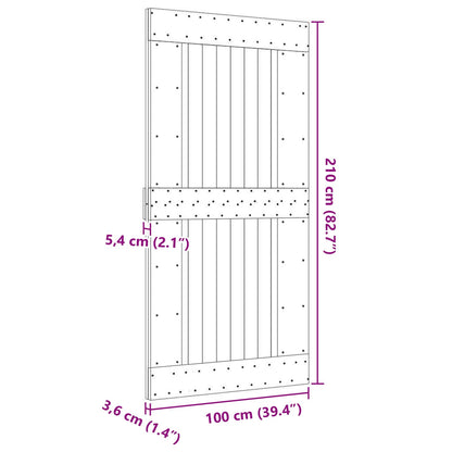 Door NARVIK Natural 39.37 x 82.68 in Solid Pine Wood