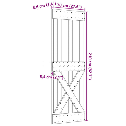 Door NARVIK Natural 27.56 x 82.68 in Solid Pine Wood