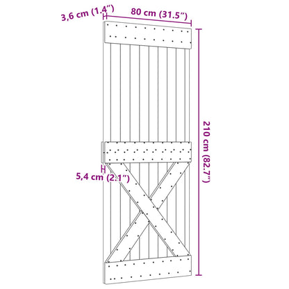 Door NARVIK Natural 31.50 x 82.68 in Solid Pine Wood