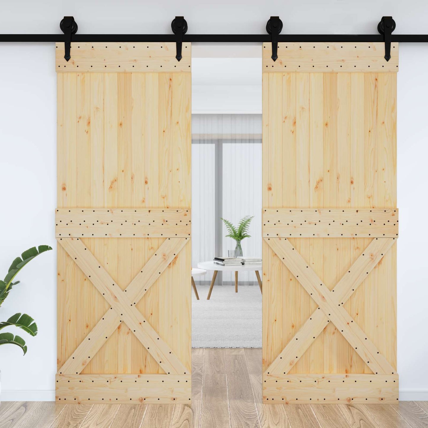 Door NARVIK Natural 33.46 x 82.68 in Solid Pine Wood