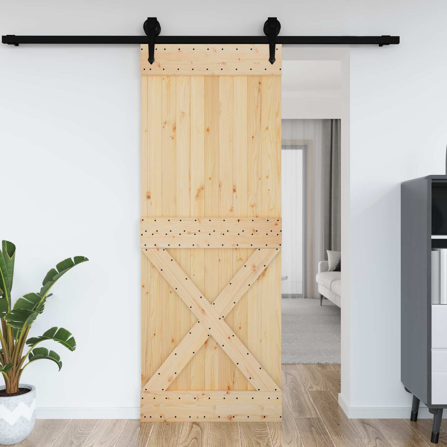 Door NARVIK Natural 33.46 x 82.68 in Solid Pine Wood