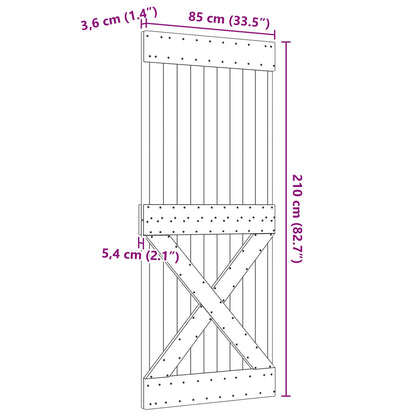 Door NARVIK Natural 33.46 x 82.68 in Solid Pine Wood
