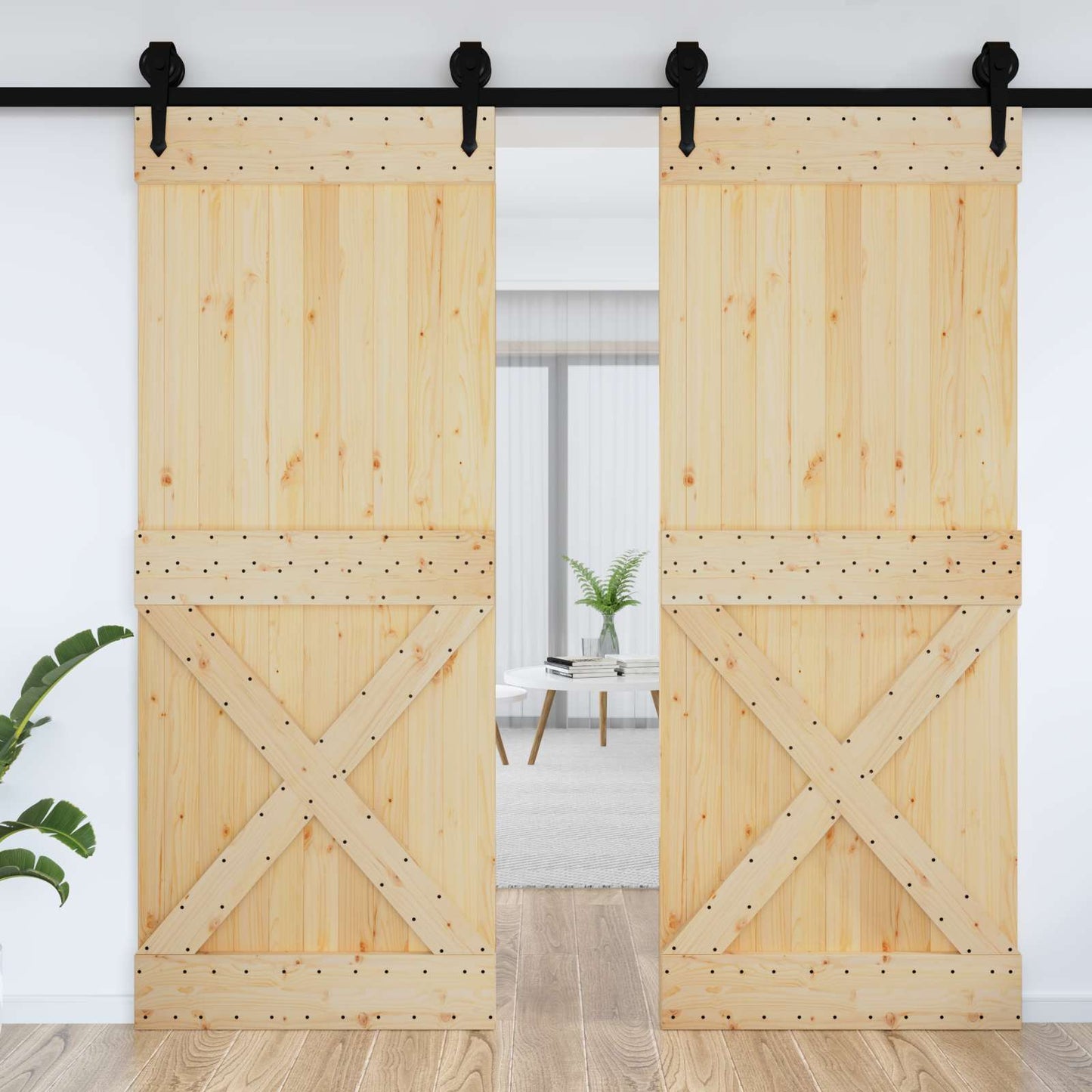 Door NARVIK Natural 35.43 x 82.68 in Solid Pine Wood