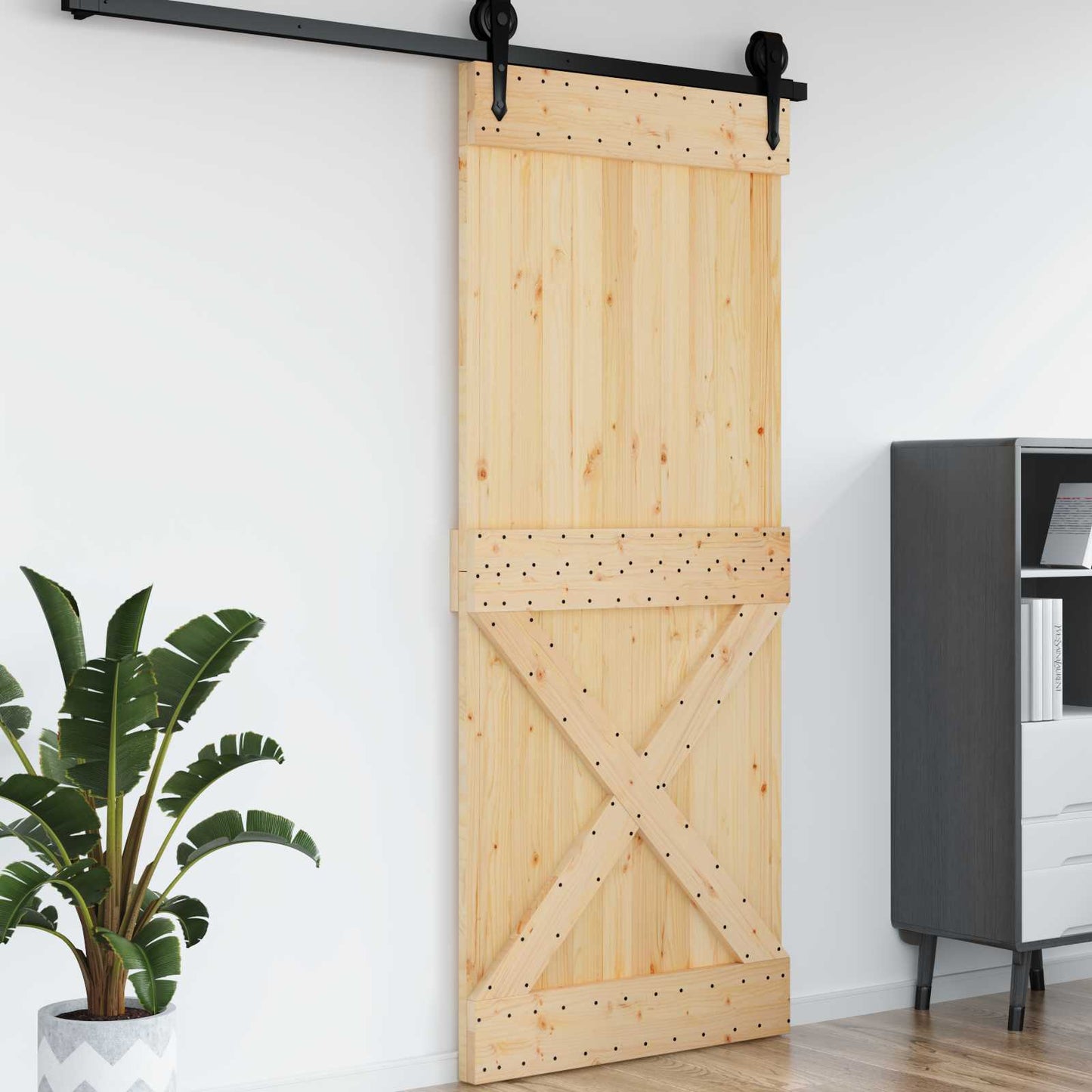 Door NARVIK Natural 37.40 x 82.68 in Solid Pine Wood