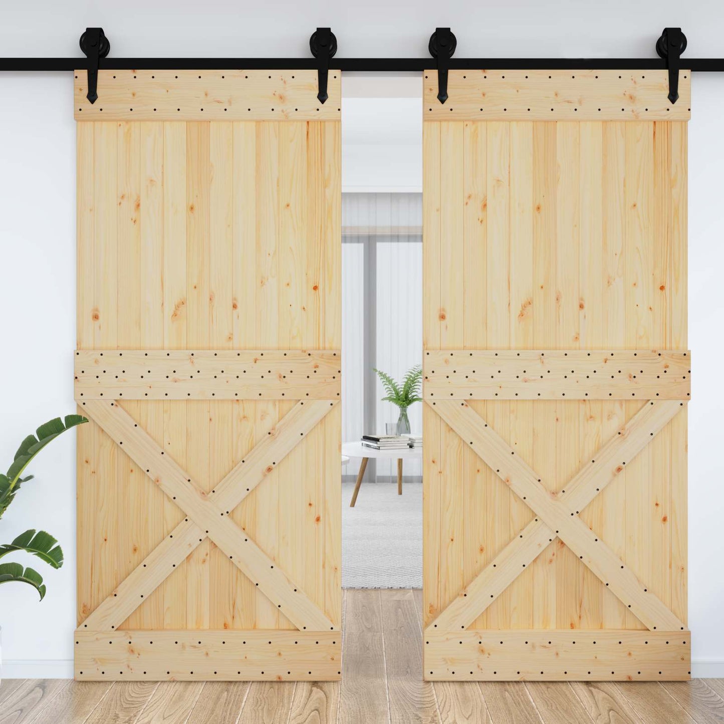 Door NARVIK Natural 39.37 x 82.68 in Solid Pine Wood