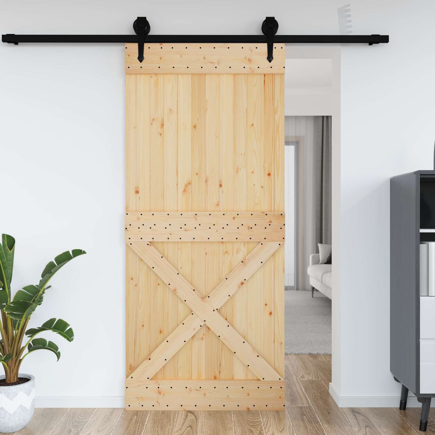 Door NARVIK Natural 39.37 x 82.68 in Solid Pine Wood