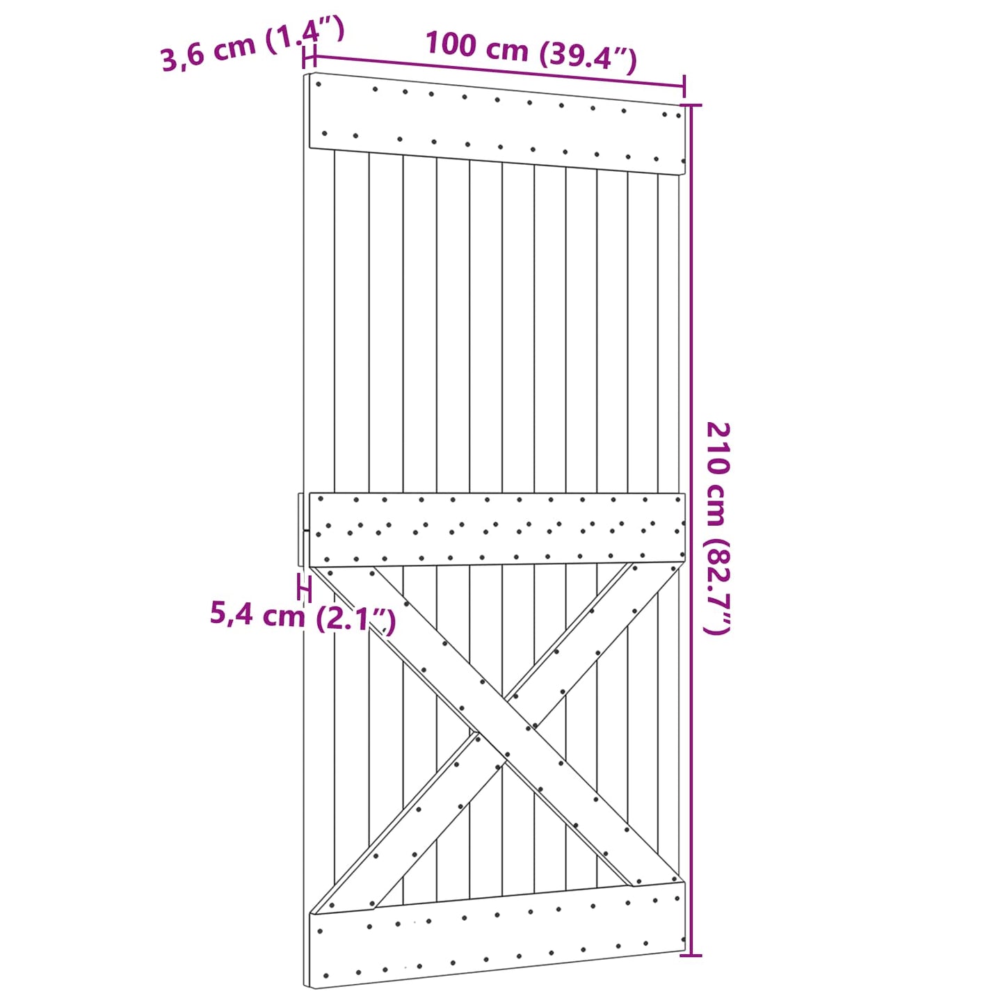 Door NARVIK Natural 39.37 x 82.68 in Solid Pine Wood