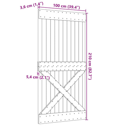 Door NARVIK Natural 39.37 x 82.68 in Solid Pine Wood