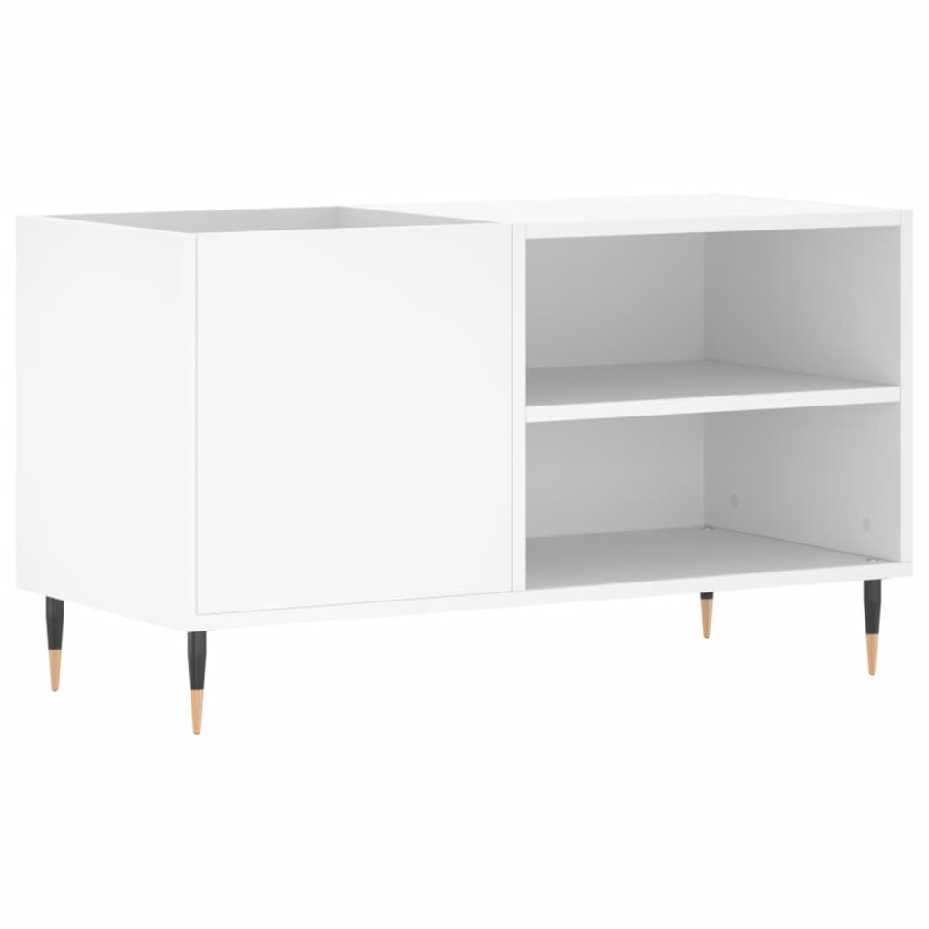 Record Cabinet White Engineered Wood, Iron 33.5 x 15.0 x 18.9 in