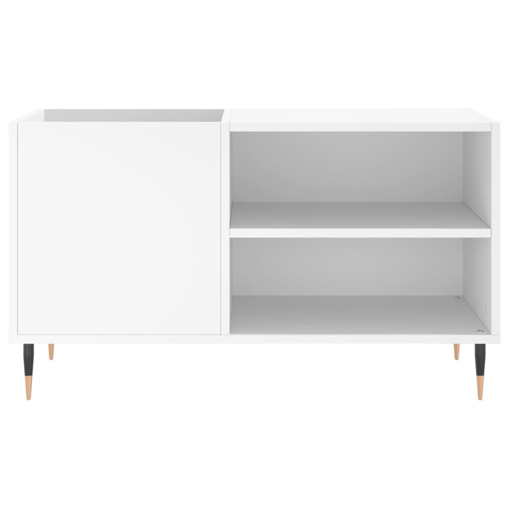 Record Cabinet White Engineered Wood, Iron 33.5 x 15.0 x 18.9 in