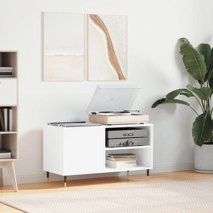 Record Cabinet White Engineered Wood, Iron 33.5 x 15.0 x 18.9 in