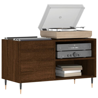 Record Cabinet Brown Oak Engineered Wood Medium Record Cabinet