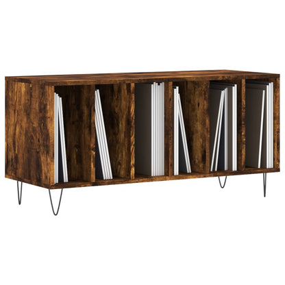 Record Cabinet Smoked Oak Engineered Wood Medium Record Cabinet