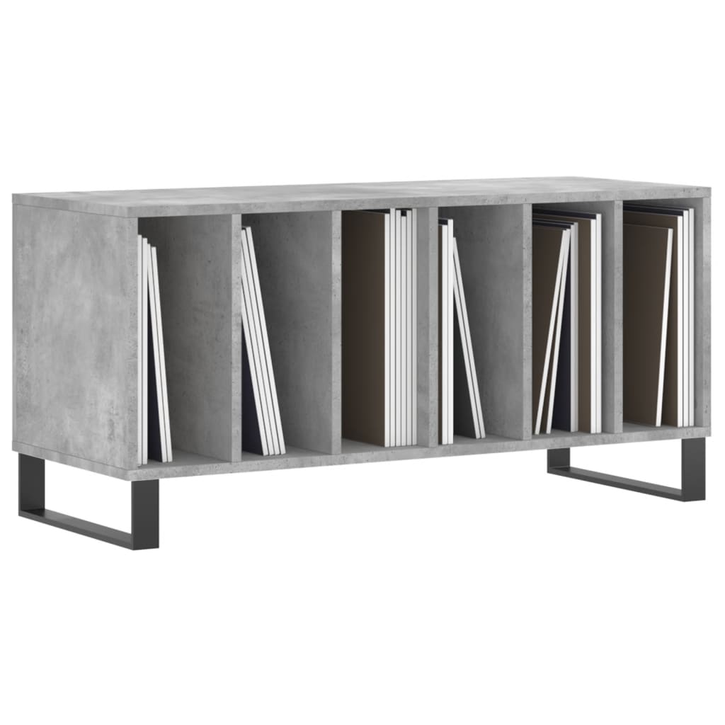 Record Cabinet Concrete Grey Engineered Wood, Iron