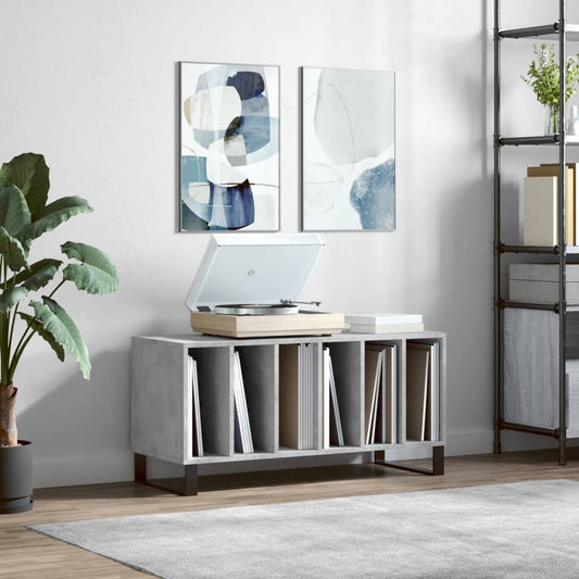 Record Cabinet Concrete Grey Engineered Wood, Iron