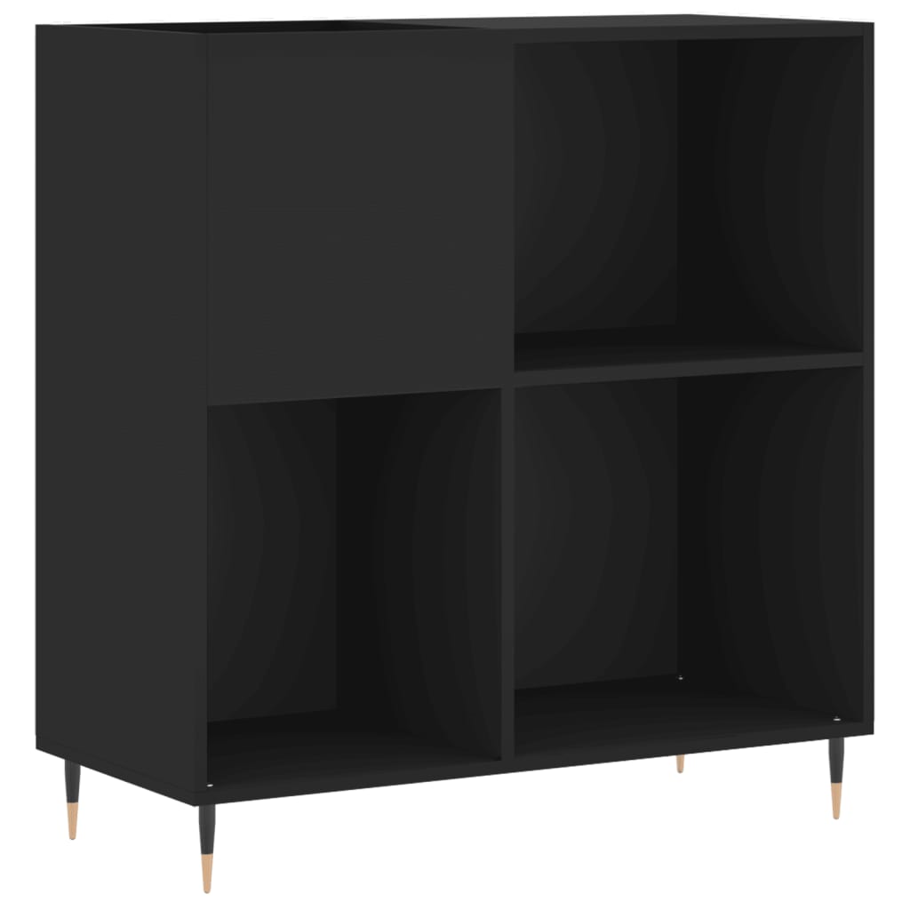 Record Cabinet Black Engineered Wood 33.3 x 15.0 x 35.0 in Modern