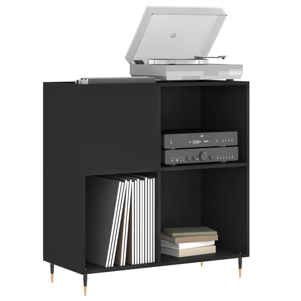 Record Cabinet Black Engineered Wood 33.3 x 15.0 x 35.0 in Modern